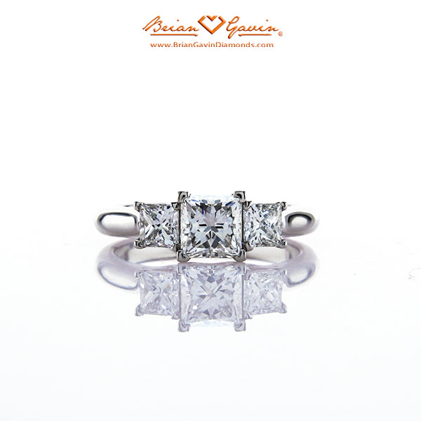 Trellis Engagement Ring for Princess Cut Diamonds in Platinum