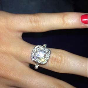 Katherin Webb's diamond halo engagement ring from AJ McCarron