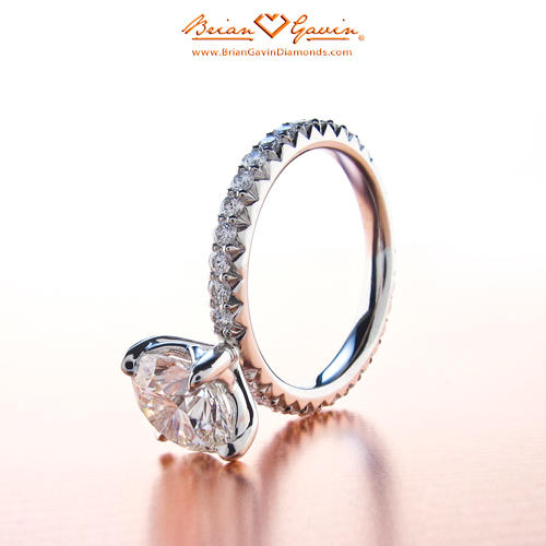 Fishtail Pave Engagement Ring with Truth Head