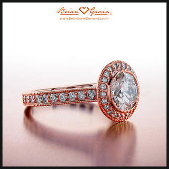 18K Rose Gold Halo Engagement Ring from Brian Gavin