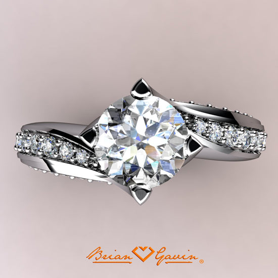 CAD of Brian Gavin's Custom Platinum “Twist” Style Diamond and Sapphire Engagement Ring