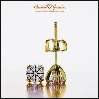 4 prong split prong diamond stud earrings 14k yellow gold from brian gavin