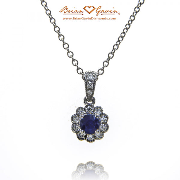 Round Blue Sapphire Necklace