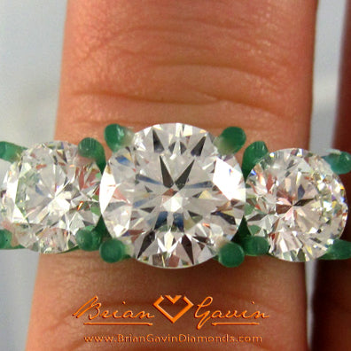 Brian Gavin Creates Magnificent Platinum Trellis 3 Stone Diamond Anniversary Ring…