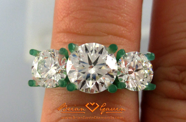 Brian Gavin Creates Magnificent Platinum Trellis 3 Stone Diamond Anniversary Ring…