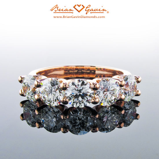 Front View of Rachel's 14K Rose Gold Classic 5 Stone U-Prong Band