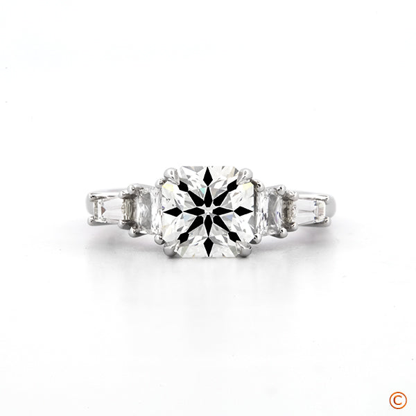 Custom 5 Stone Style Engagement Ring with Trapezoid and Baguette Side Stones