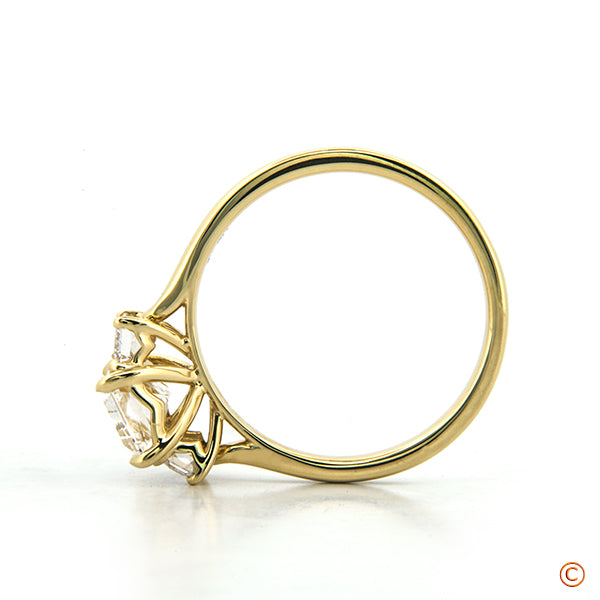 Custom Three Stone Emerald Cut Diamond Ring