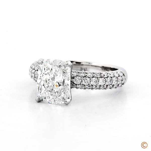 Custom made Platinum, 3 Row Pave Style Ring using Brian Gavin Signature Diamonds