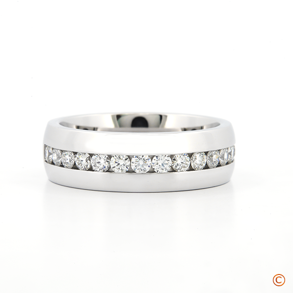 Men's Custom Channel Set Band 1/2 Eternity made with 16 x .06ct Natural Signature Diamonds