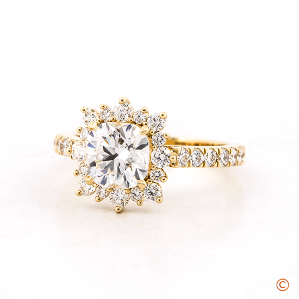 Custom Antique Cluster Style Halo with Cushion Cut Center