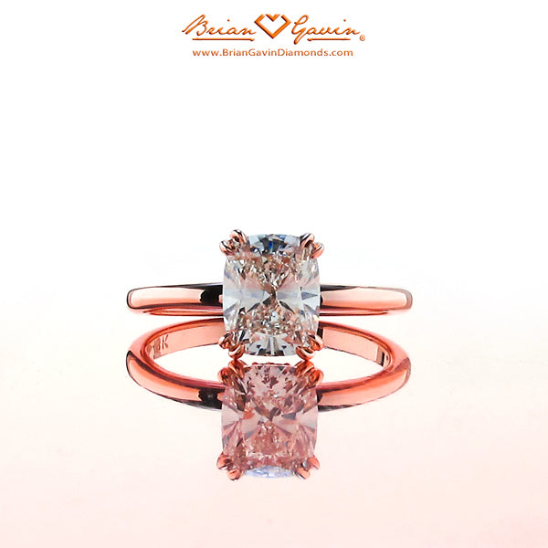 A Face On Shot Showing the Split Claw Prongs and New Cushion Diamond