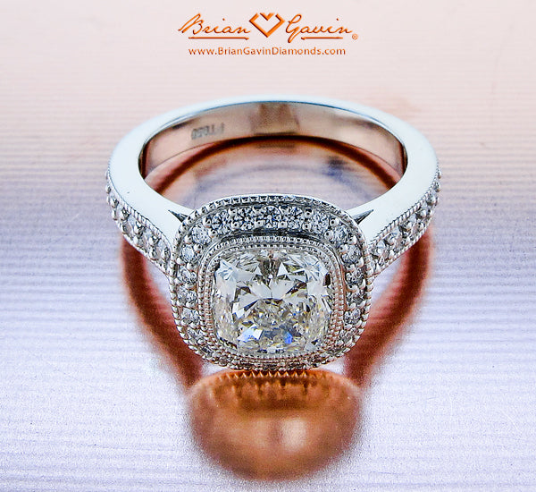 Customer is Thrilled with his Brian Gavin Custom Halo Diamond Engagement Ring…