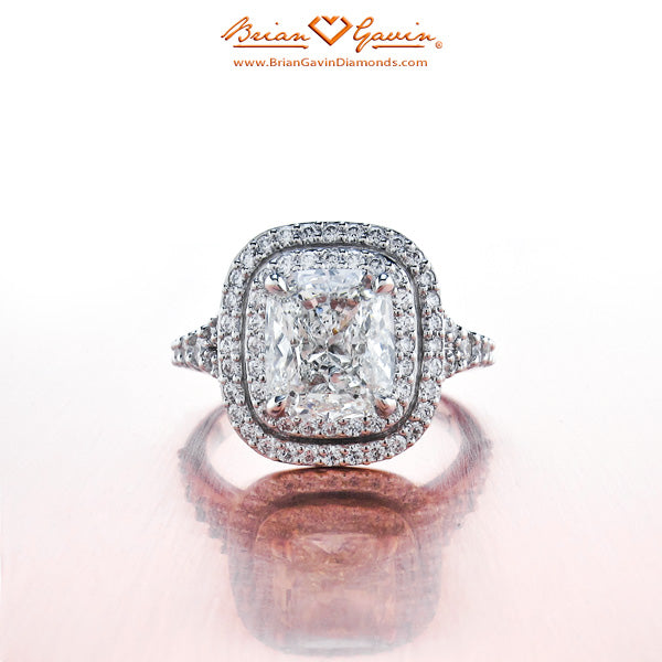 Brian Gavin 's Custom Double Halo Cushion Cut Diamond Engagement Ring