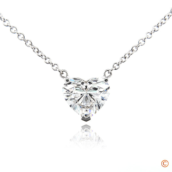 Custom Basket Style Fixed Pendant Featuring a Heart Shaped Diamond
