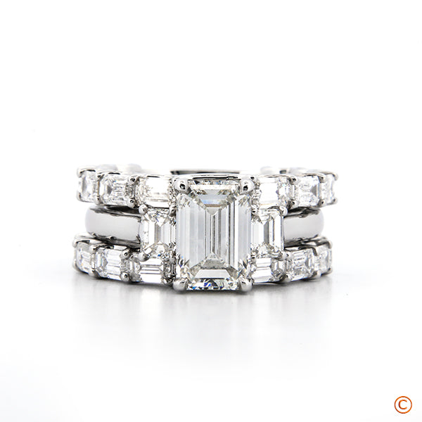 Custom 3/4 Eternity Style Ring Enhancer/Wrap with Natural Emerald Cut