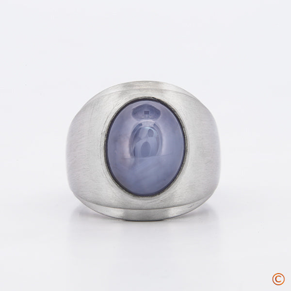 Custom Tapered Men's Signet Ring featuring a Star Sapphire