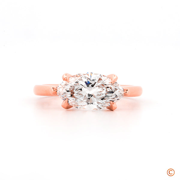 14kt Rose Gold 6 prong Solitaire Setting with a Scoop Design