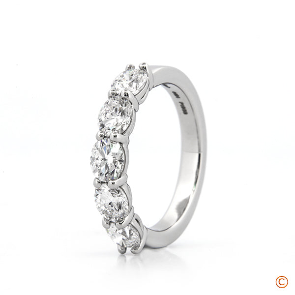 Custom 5 Stone Open Gallery Scalloped Oval Band