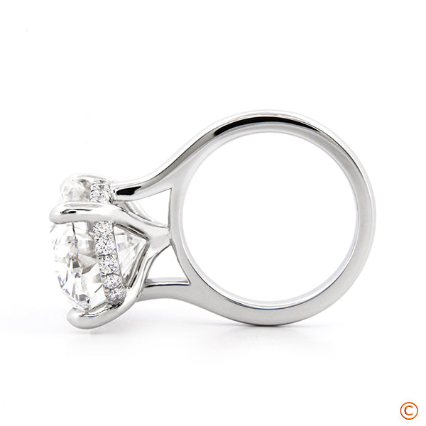 Customized Low-Profile Hidden Halo style Solitaire for 11ct Oval Cut Center Stone