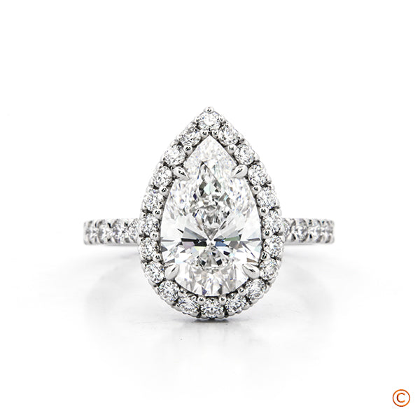 Kirsty's Halo featuring a Pear Shaped Diamond