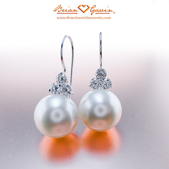 Magnificent Diamond and Pearl Earrings by Brian Gavin for Special Birthday Gift…
