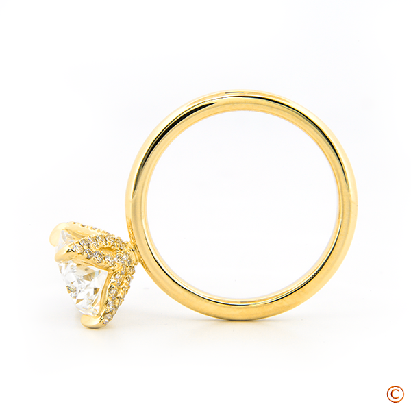 Pave Petal head with 3 carat oval center stone