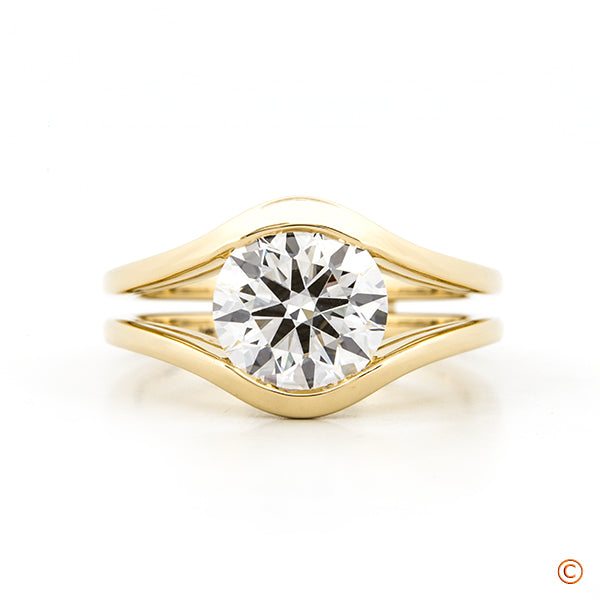 Yellow Gold Half Bezel Split Shank Design