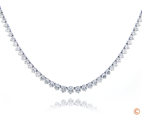 Custom Graduated Three Prong Rivera Tennis Necklace