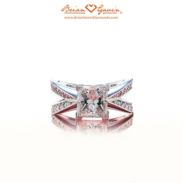Brian Gavin Custom Split Euro Shank Princess Cut Diamond Engagement Ring