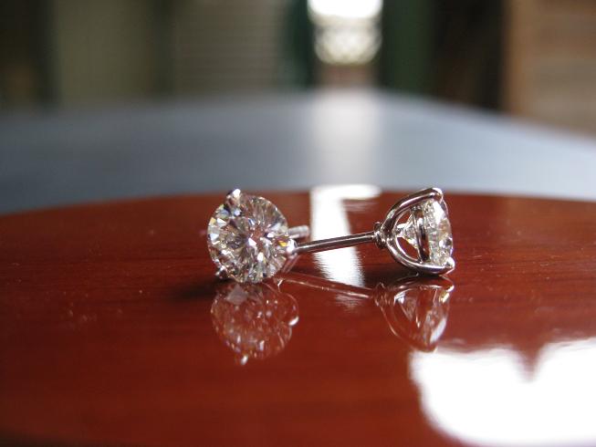 Customer Raves about her Brian Gavin Hand Made Platinum 3 Prong Martini Diamond Studs with La Pousette Backs…