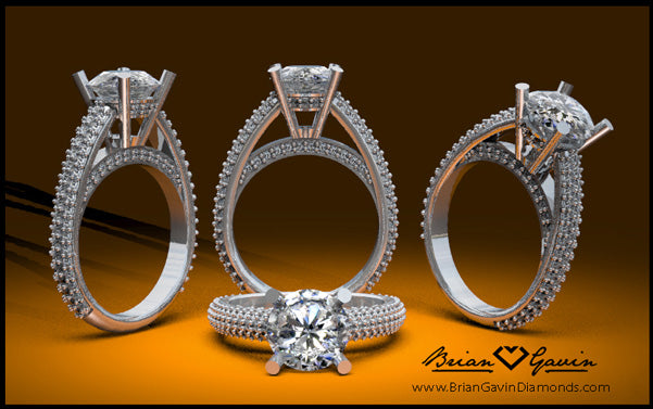 Brian Gavin Creates Magnificent Custom Platinum Diamond Pave Engagement Ring for Ecstatic Customer…