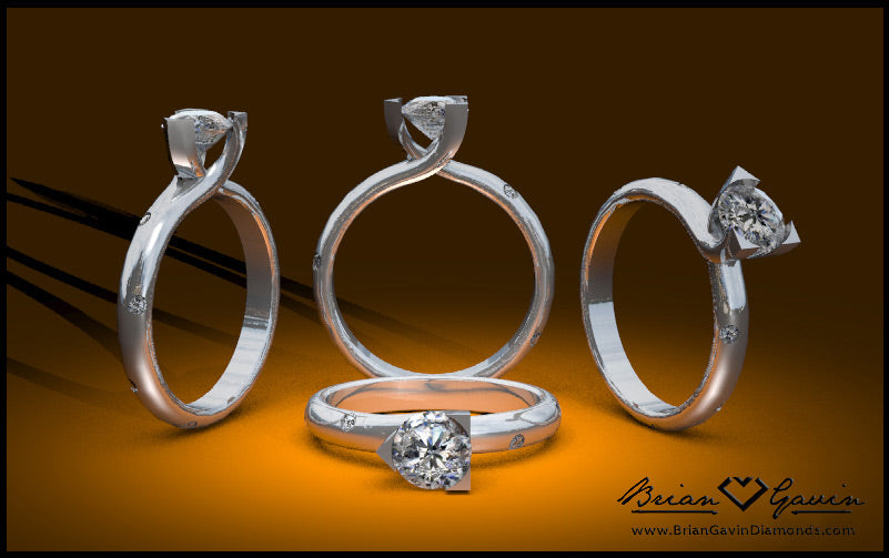 Customer Thrilled with his Brian Gavin Customized Martini and Scattered Diamond Engagement Ring…