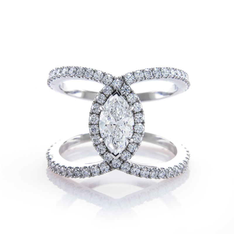 Custom Marquise Shaped Pave Engagement RIng