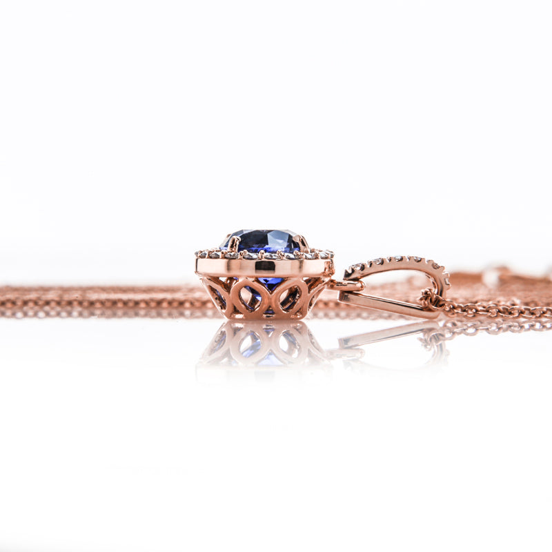 Rose Gold Halo Engagement Ring with Floral Undercarriage