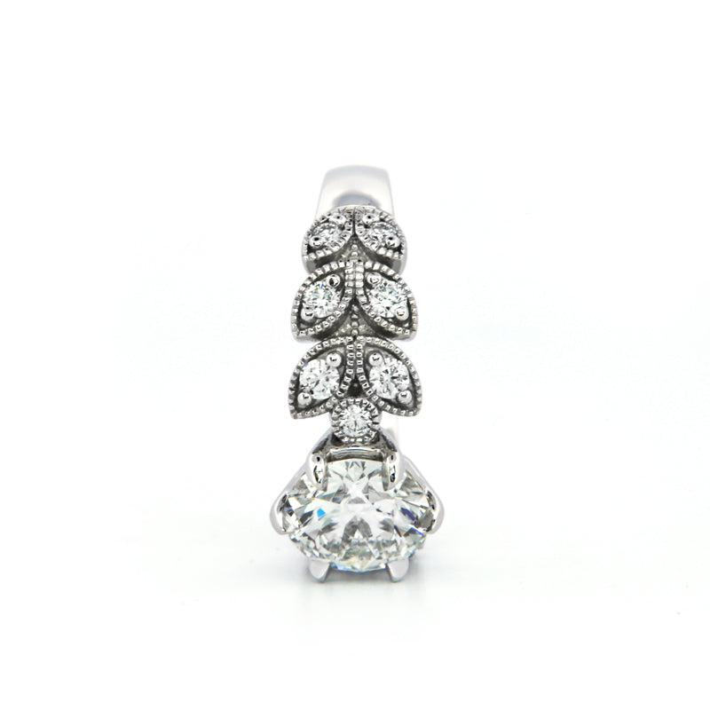 Custom 4 prong head Floral Design with milgrain finish