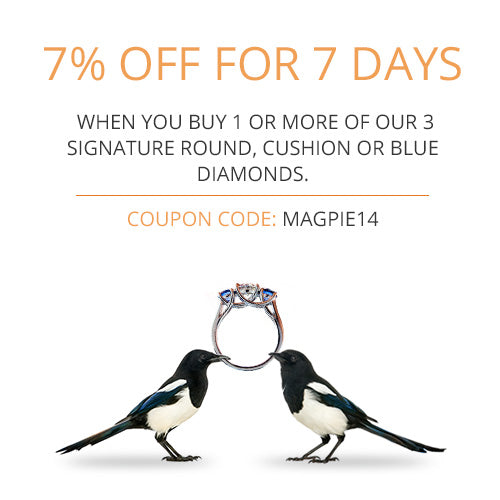 7% OFF for 7 DAYS  When You Buy 1 or More of Our 3 Special Signature Round, Cushion or Blue Diamonds