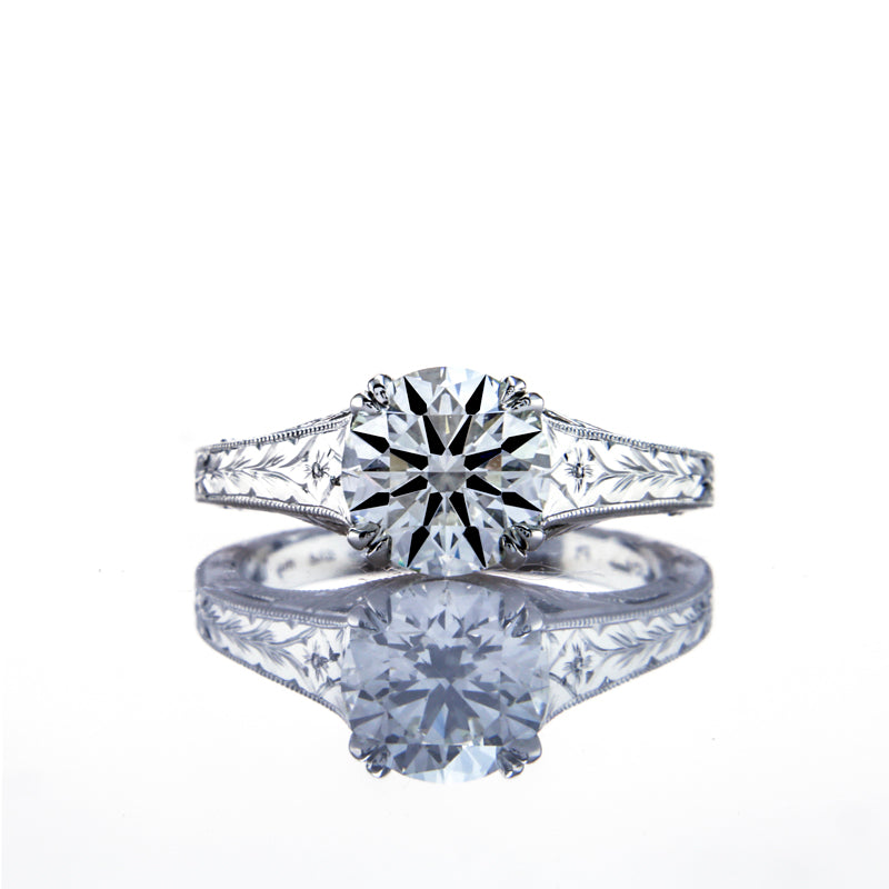 Custom Art Deco Style Setting with 4 Split Claw Prongs