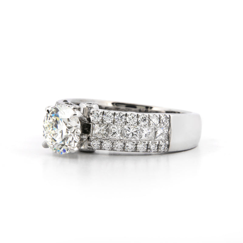 Custom Three Row Half Eternity Pave Ring
