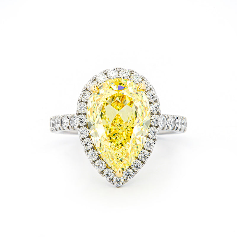 Custom Halo Pear Shaped Engagement Ring