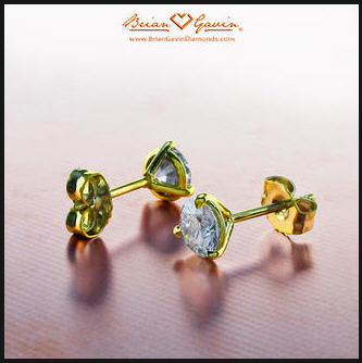 18K Yellow Gold Martini Style Diamond Earrings
