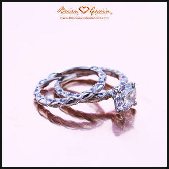 Brian Gavin Lace Solitaire Wedding Set with Blue Sapphire Accents