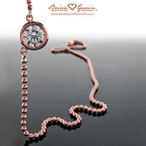 Brian Gavin Rose Gold Bezel Diamond Solitaire Pendant - Mother's Day Gifts