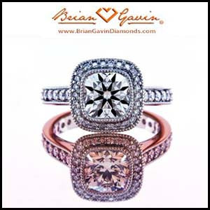 Round Square Halo Diamond and Platinum Ring with Custion cut
