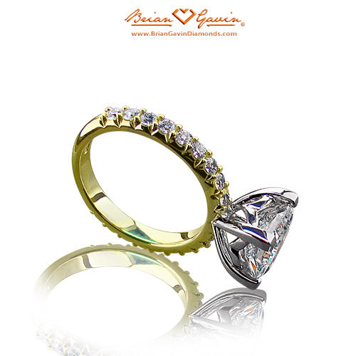 Brian Gavin Signature Princess cut Diamond and band with diamonds on each side
