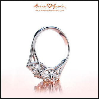 3 Stone Crossed Trellis Diamond Engagement Ring