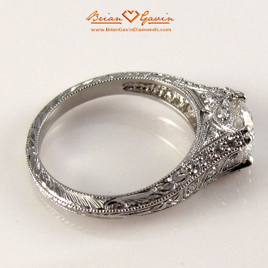Brian Gavin Creates a Milgrain Platinum Diamond Antique/Vintage Style Heirloom Ring…
