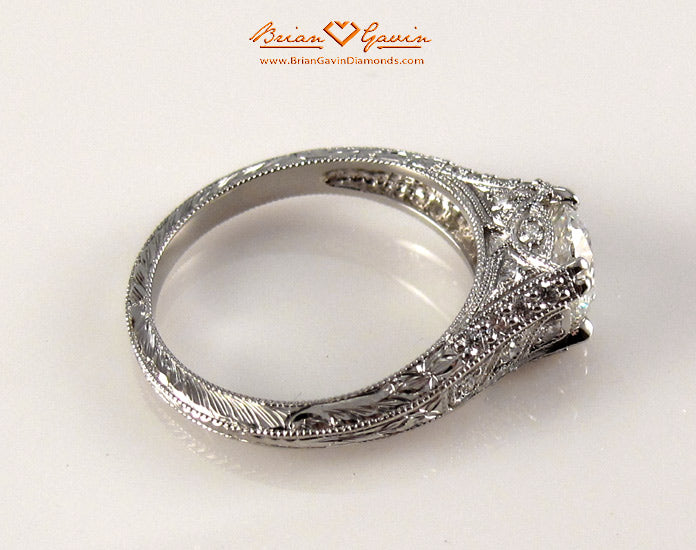 Brian Gavin Creates a Milgrain Platinum Diamond Antique/Vintage Style Heirloom Ring…