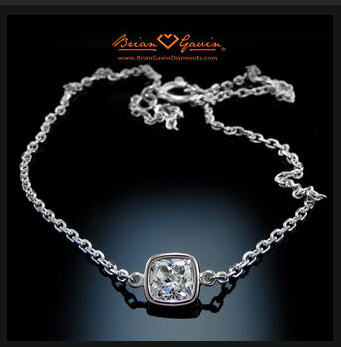 Cushion Cut Bezel Set Diamond Solitaire Pendant