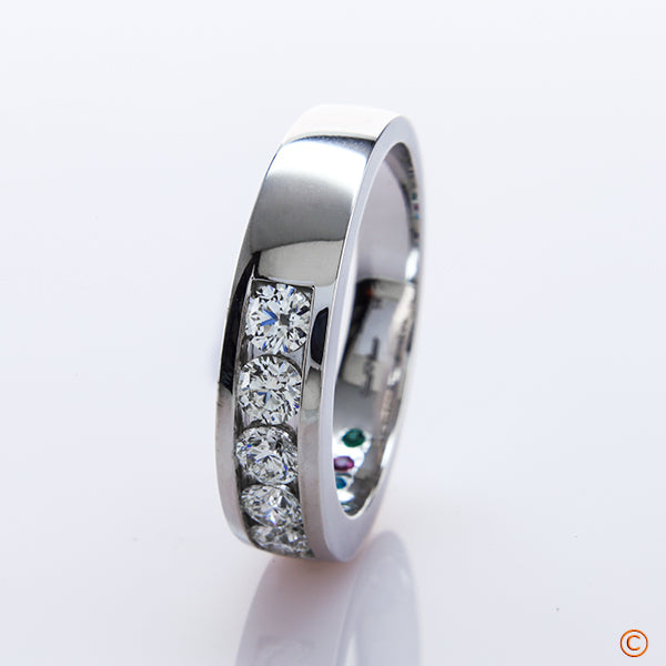 Men's Channel Set Diamond Band with Signature Hearts and Arrows